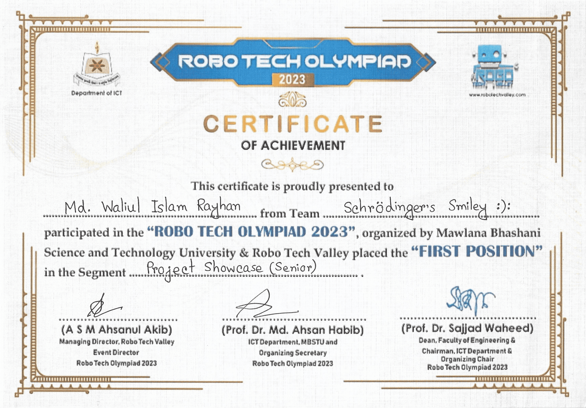 Champion - MBSTU Robo Tech Olympiad 2023